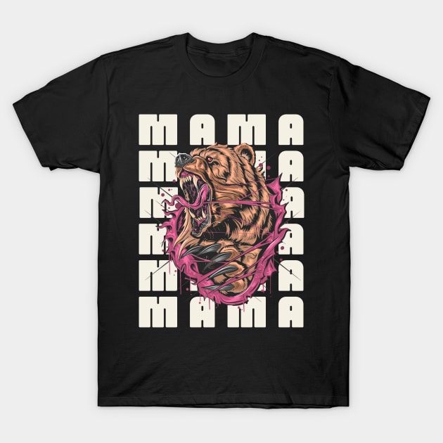 Mama Bear, Grizzly Bear Mom Design, Snarling Mama Bear T-Shirt by AddiBettDesigns